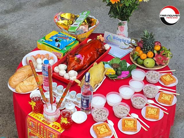 Mâm cỗ cúng động thổ
